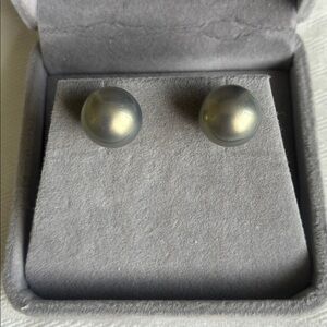 L Imitation Tahitian Pearl Earrings | Gold-Plated Silver Posts | Gift for Her